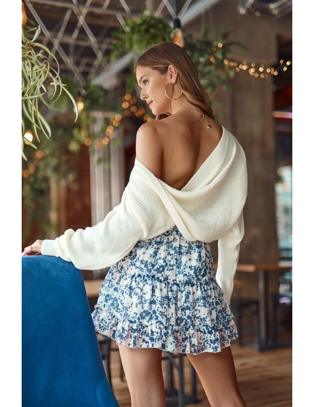 Fusta mini din sifon bleumarin FG584 - Magazin online - Boutique